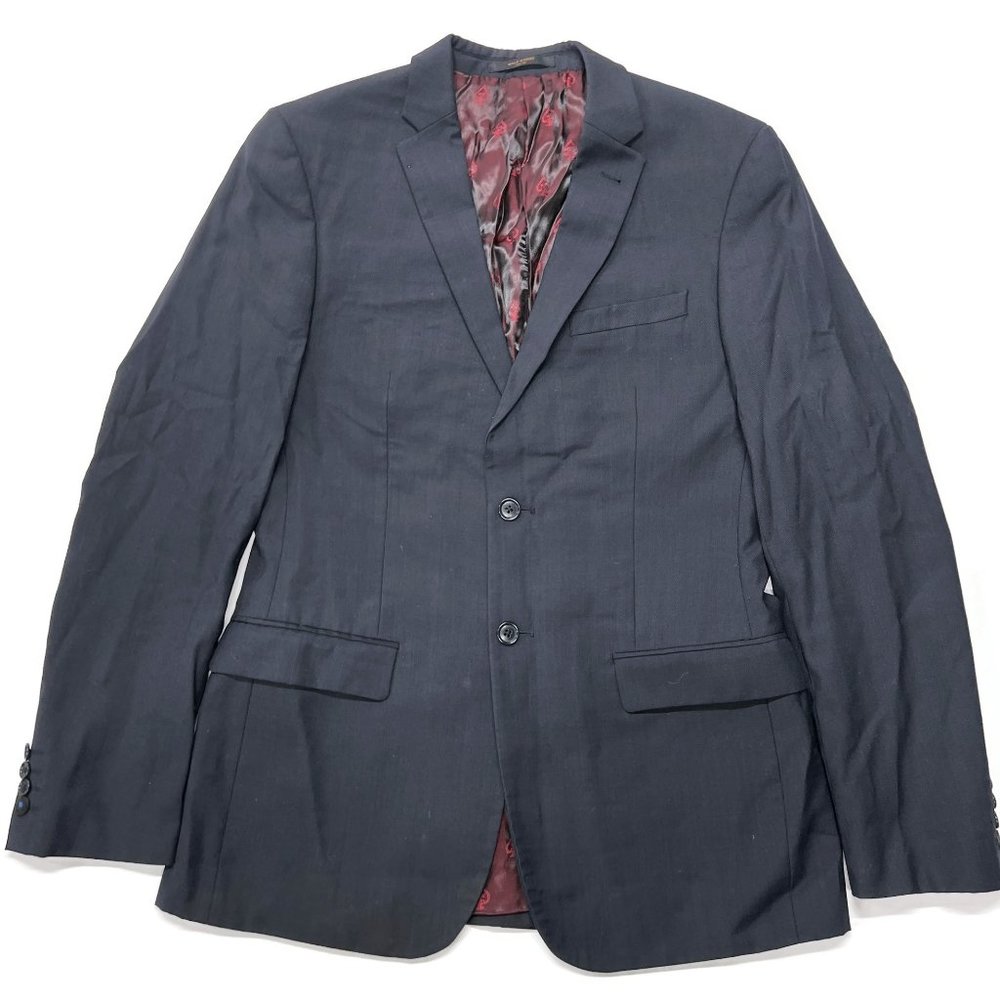 Wolf Kanat Mens 40l Travel Blazer Sport Coat Suit Jacket Blue Wool Blend